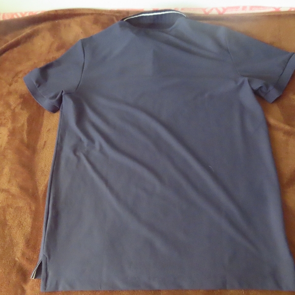 Aquascutum Polo Shirt Mens Black Brown White Trim sz 110 - Picture 4 of 9